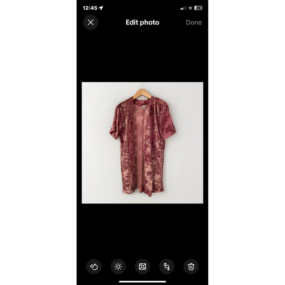ARIZONA Dusty Rose Duster Kimono Coverup Velvet burnout Semi sheer Sz XS/S
